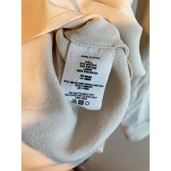 Theory Spread Collar Cotton Blend Popover Top in Cream Size Medium - Picture 5 of 6